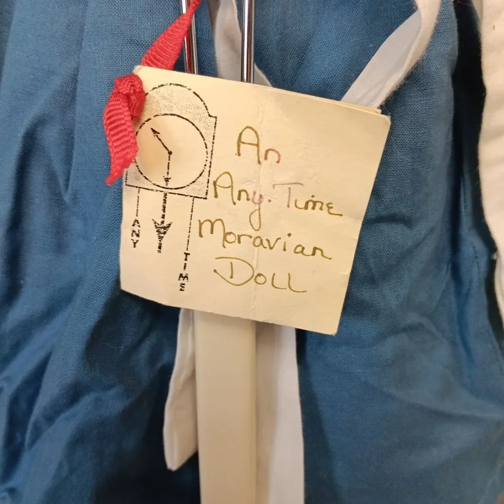 An Anytime Moravian Doll Handmade Cloth Rag Primitive Signed in 1993 Vintage